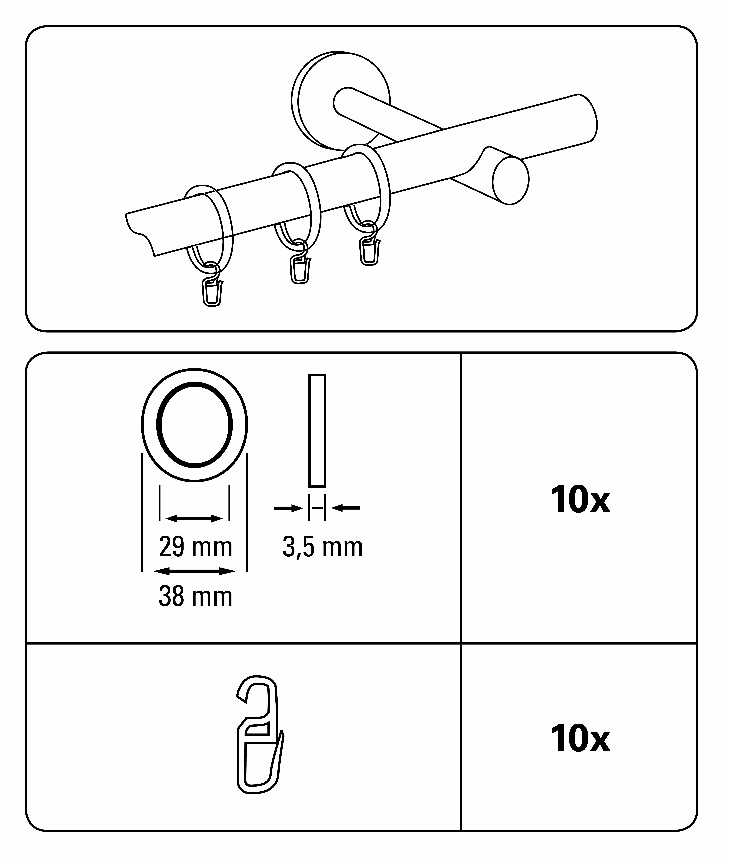 fém függönykarikák akasztóval pezsgő színben (10 darab) fém függönykarikák akasztóval pezsgő színben (10 darab)
