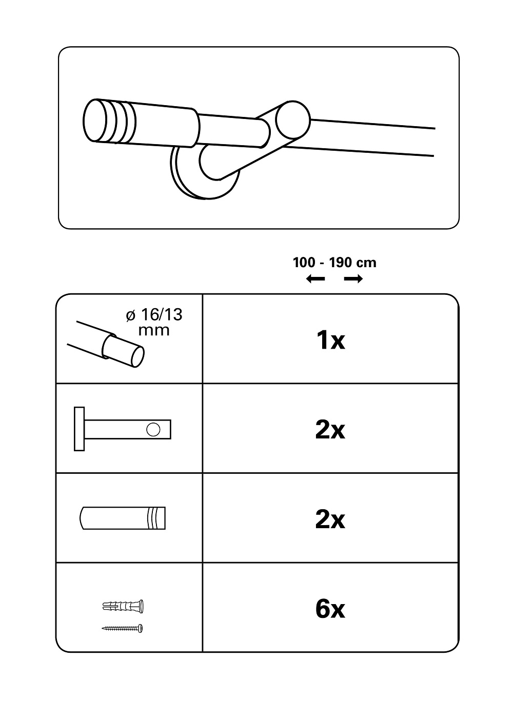 kihúzható komplett karnis szett gamma Ø13/16 mm 100 190cm ezüst szín kihúzható komplett karnis szett gamma Ø13/16 mm 100 190cm ezüst szín