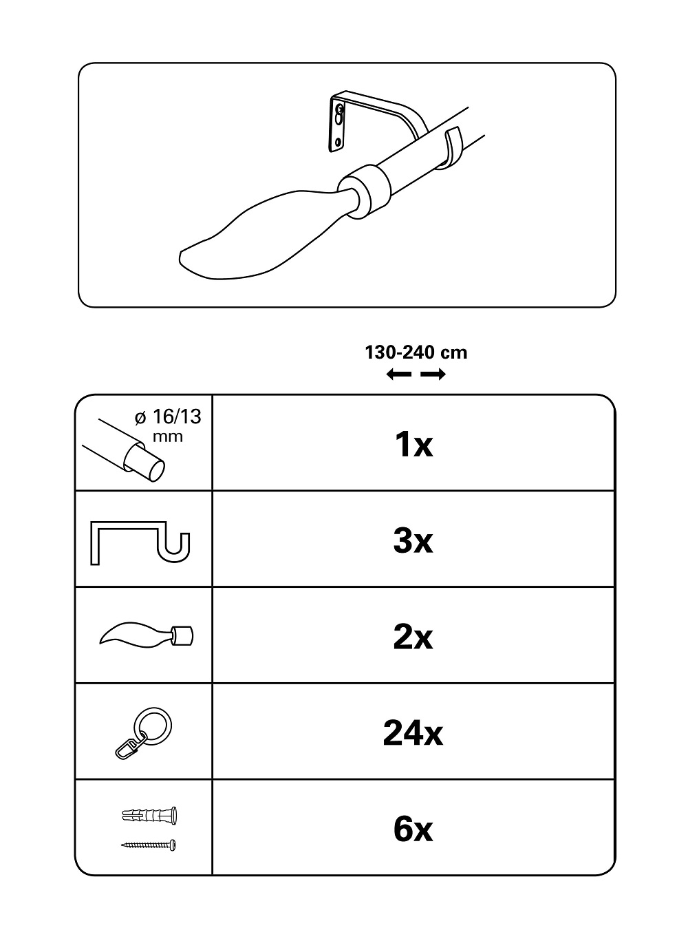 kihúzható komplett karnis szett flame Ø13/16 mm 130 240cm ezüst szín kihúzható komplett karnis szett flame Ø13/16 mm 130 240cm ezüst szín